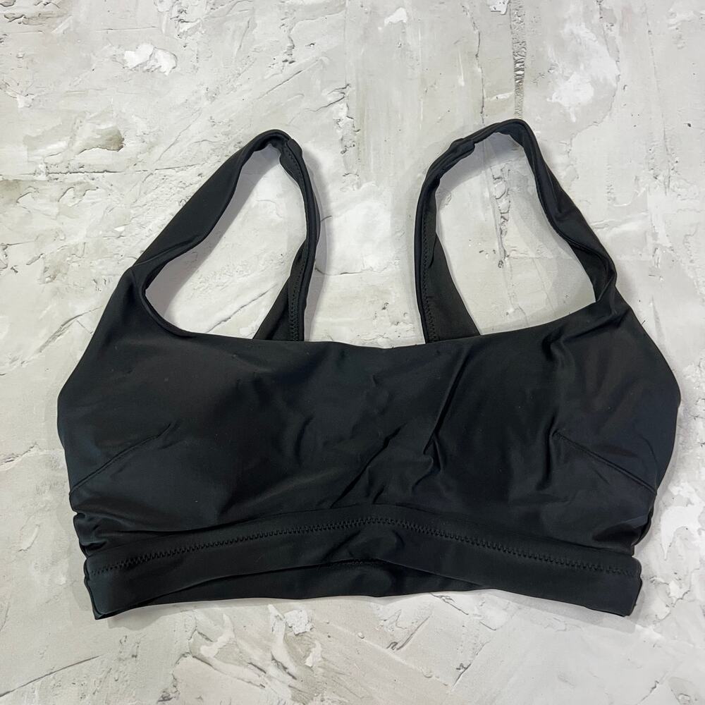 Aerie Black Scoop Neck Bikini Top SIZE L Minimalist Swimwear STAINS